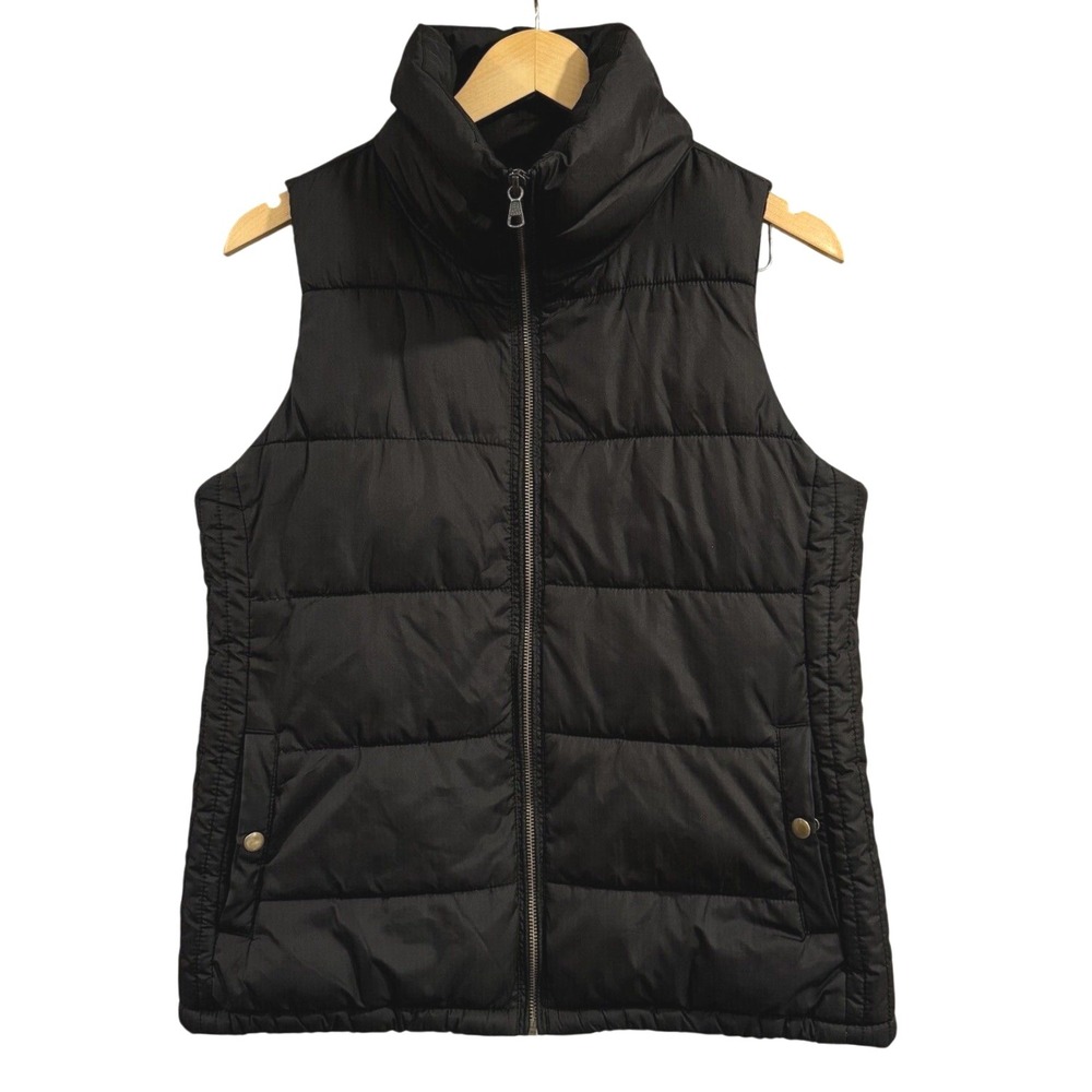 Old Navy Puffer Vest Black‎ Jack Jacket Zip Up Pockets Insulated Womens S Preppy